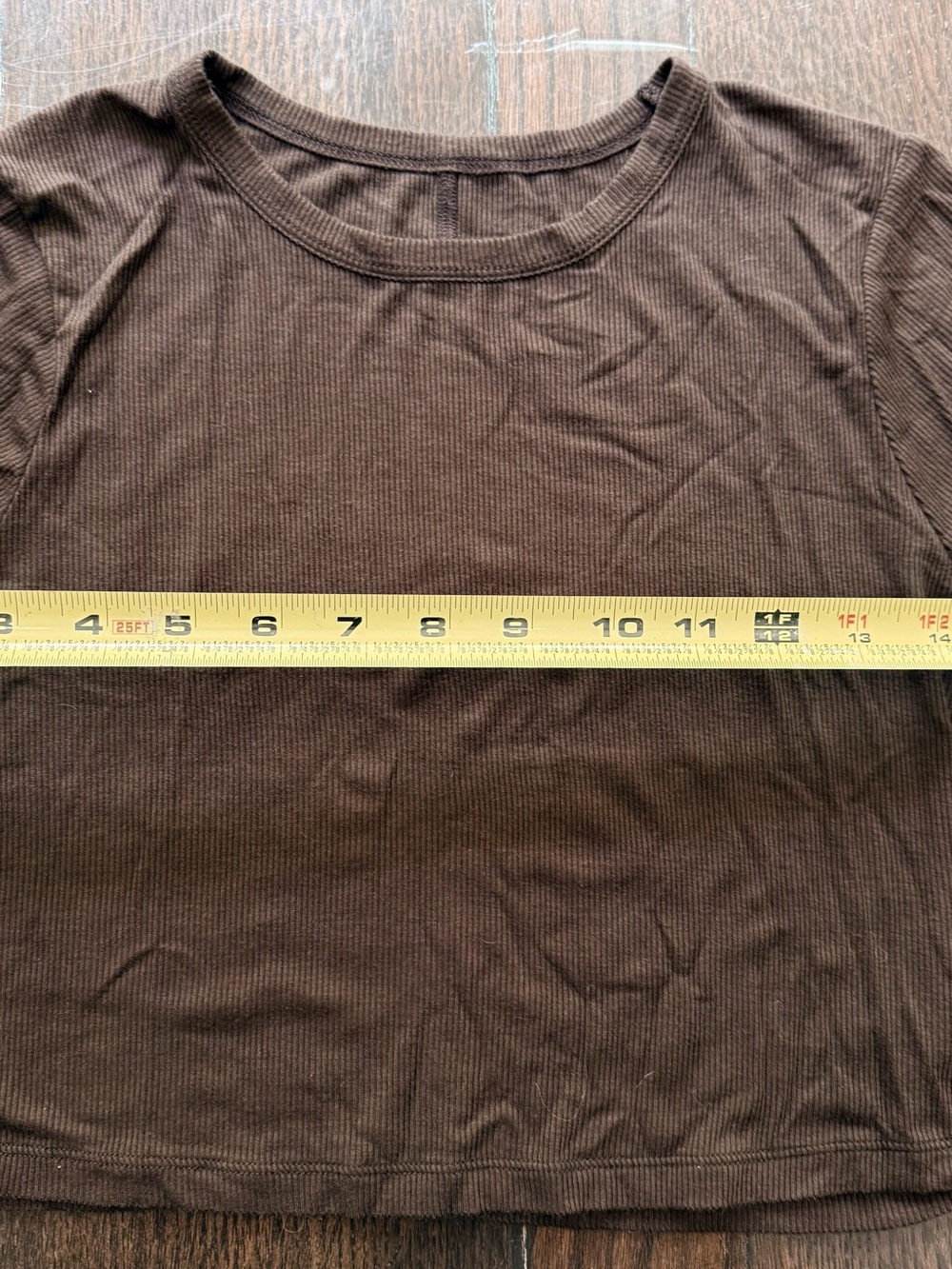 PacSun Black Ribbed Short Sleeve  Basics Crop Tee brown small - Picture 4 of 7